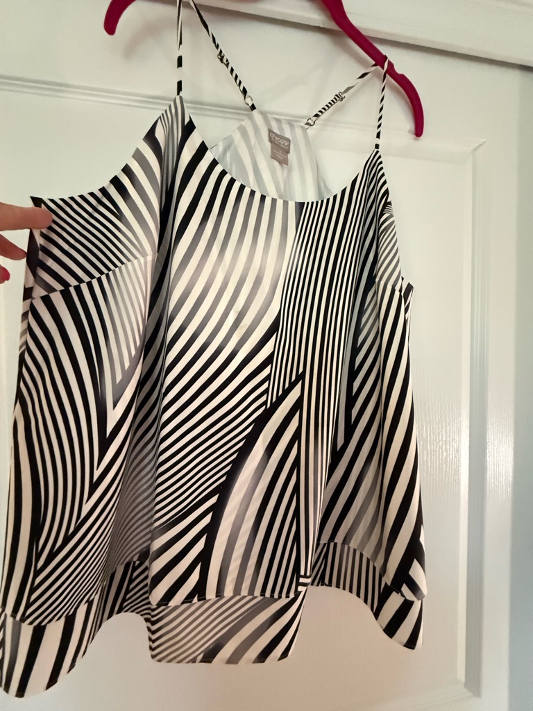 Chico's Black & White Striped Geometric Cami